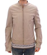Dolce & Gabbana Beige Leather Jacket Biker Coat -   -  Dolce & Gabbana.